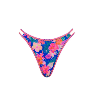 Women's Kulani Kinis Twin Strap Cheeky Swim Bottoms Medium Electric Palms