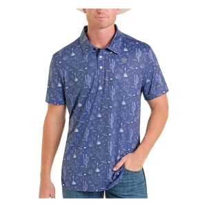 Men's Rock & Roll Denim Western Desert Polo Medium Navy