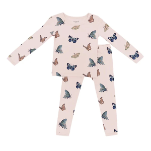 Kyte Baby Long Sleeve Shirt and Pants Pajama Set Toddler 3T Blush Butterfly