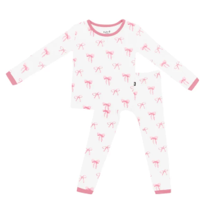 Girls' Kyte Baby Long Sleeve Shirt and Pants Pajama Set Toddler 3T Bows