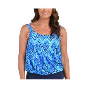 Women's Maxine Banded Scoop Blouson Swim Tankini Sporty 16 Artisan Ikat