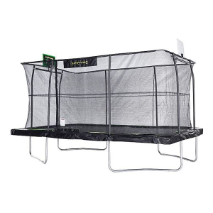 JumpKing 10'x15' Rectangle Trampoline with 2 Powder Coated Basketball Hoops & Breakaway Rim