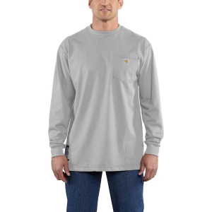 Men's Carhartt Flame-Resistant Force Cotton Long Sleeve T-Shirt 4XLarge Light Grey