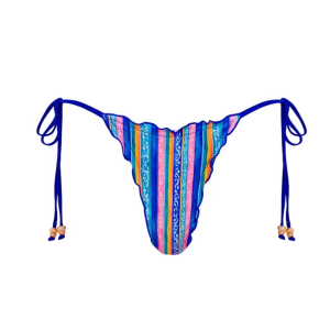 Women's Kulani Kinis Lettuce Edge Thong Tie Swim Bottoms Small Lone Ranger