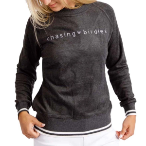 Women's Calliope Golf Chasing Birdies Varsity Crewneck Sweatshirt XSmall Grey