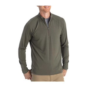 Men's Free Fly Bamboo Flex Fishing 1/4 Zip Pullover Small Fatigue