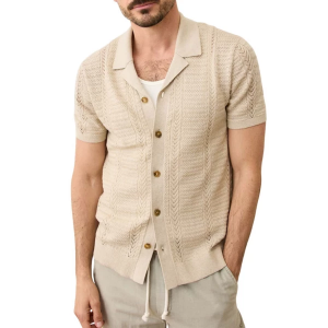 Men's Marine Layer Jaden Sweater Resort Button Up Shirt Medium Driftwood