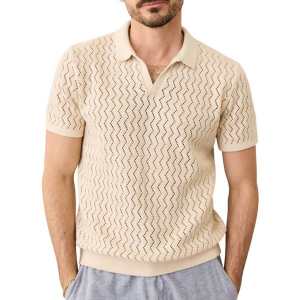 Men's Marine Layer Archive Cyrus Sweater Polo Large Natural