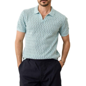 Men's Marine Layer Archive Cyrus Sweater Polo Small Cloud Blue