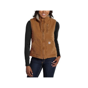 Women's Carhartt Sherpa Mock Neck Work Vest Small Carhartt Brown