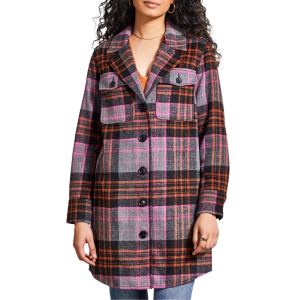 Women's Tribal Long Plaid Long Sleeve Shacket XLarge Burnt Orange