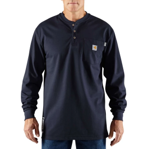 Men's Carhartt Flame Resistant Force Long Sleeve Henley Large Dark Navy
