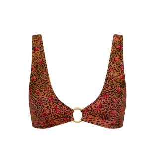 Women's Kulani Kinis Ring Contour Crop Swim Bikini Top Juniors Large Wile Rose