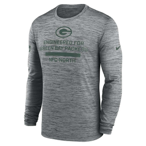 Green Bay Packers Nike 2025 Sideline Velocity Team Issued Long Sleeve T-Shirt Small Dark Grey Heather