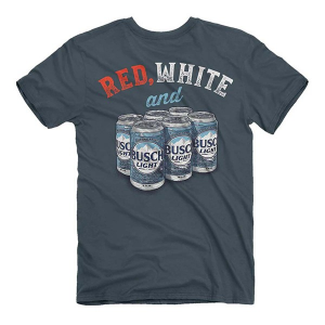 Men's Jedco Busch Light Red, White & Busch T-Shirt 2XLarge Indigo