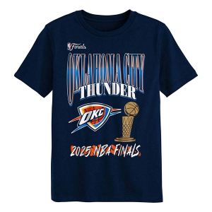 Kids' Oklahoma City Thunder 2025 Finals Genuine Stuff T-Shirt 5/6 Navy
