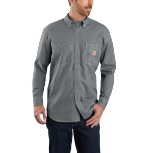 Men's Carhartt Flame Resistant Force Long Sleeve Button Up Shirt Large Tall Gray