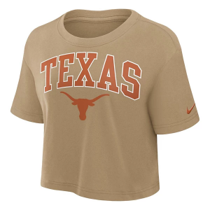 Texas Longhorns Nike Women's Arched Crop T-Shirt Small Beige