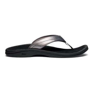 Women's OluKai Ohana Flip Flop Sandals 7 Pewter/Black