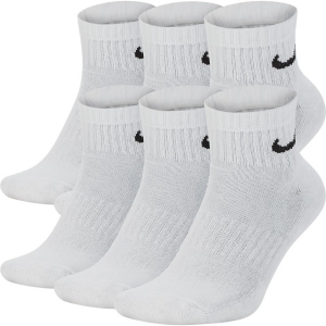 Adult Nike Everyday Cushioned Training Quarter Socks Large White/Black 6 Packs