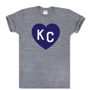 Charlie Hustle KC Heart T-Shirt Medium Vintage Grey