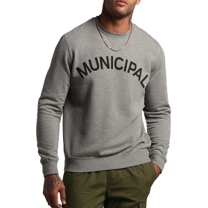Men's MUNICIPAL Origin Fleece Crewneck Sweatshirt Small Athletic Grey/Black
