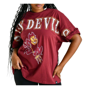 Arizona State Sun Devils Gameday Social Women's Southern Split T-Shirt XLarge Maroon