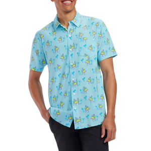 Men's Tipsy Elves Tacosaurus Hawaiian Button Up Shirt XLarge Blue