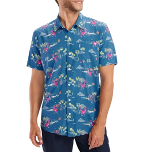 Men's Tipsy Elves Prehistoric Party Hawaiian Button Up Shirt Large Navy