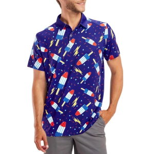 Men's Tipsy Elves Grand Finale Golf Polo XLarge Blue