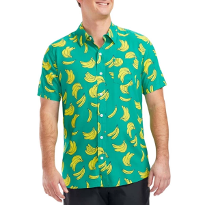 Men's Tipsy Elves The Havana Banana Hawaiian Button Up Shirt XLarge Green