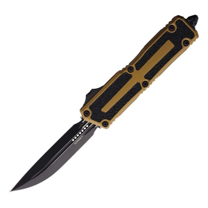 Microtech 1180-1 Scarab II Gen II Black Double Edge Drop Point OTF Tan Automatic Knife