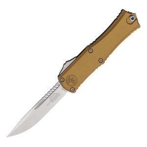 Microtech 1703M-10 Hera II Mini Stonewashed Drop Point OTF Tan Automatic Knife