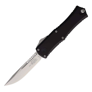 Microtech 1703M-10 Hera II Mini Stonewashed Drop Point OTF Black Automatic Knife