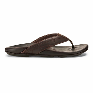 Men's OluKai Hokule'a Kia Flip Flop Sandals 14 Dark Wood/Dark Wood
