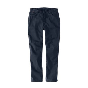 Women's Carhartt Flame Resistant Relaxed Fit Canvas Work Utility Pants 8 Navy Tall