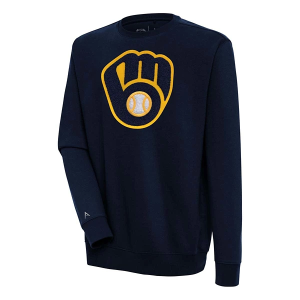 Milwaukee Brewers Antigua Chenille Victory Crew Small Navy