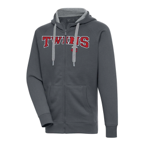 Minnesota Twins Antigua Victory Full Chest Logo Full Zip 4XLarge Charcoal
