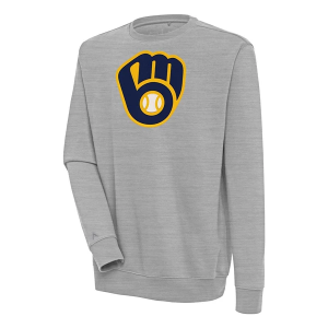 Milwaukee Brewers Antigua Victory Crew Small Grey Heather