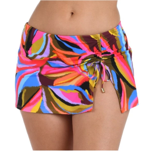 Women's La Blanca Island Goddess Adjustable Tunnel Skirted Swim Skort Contemporary 16 Tropic Waves