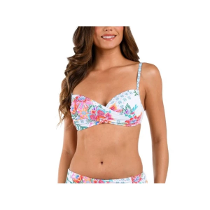 Women's La Blanca Island Goddess Over The Shoulder Wrap Top Swim Bikini Top Contemporary 12 White