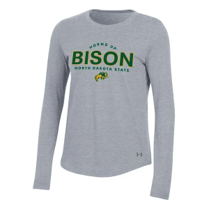North Dakota State Bison Under Armour Women's Herd T-Shirt Small Heather Grey