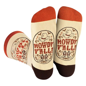Men's Lavley "Howdy Y'all" Crew Socks One Size White/Orange Singles