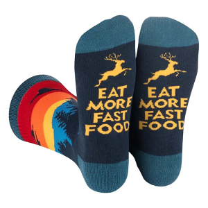 Men's Lavley "Eat More Fast Food" Crew Hunting Socks One Size Blue Singles