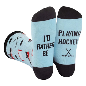 Men's Lavley "I'd Rather Be Playing Hockey" Crew Hockey Socks One Size Blue/Black Singles