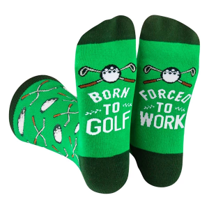 Men's Lavley "Born to Golf, Forced to Work" Crew Golf Socks One Size Green/White Singles