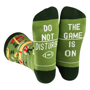 Men's Lavley "Do Not Disturb, Is On" Crew Football Socks One Size Green/Yellow Singles