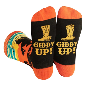 Men's Lavley "Giddy Up" Crew Socks One Size Orange/Black Singles