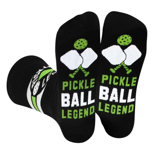 Men's Lavley "Pickleball Legend" Crew Pickleball Socks One Size Black/Green Singles