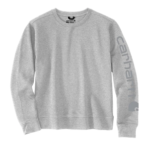 Women's Carhartt Midweight Graphic Logo Crewneck Sweatshirt 3XLarge Heather Grey